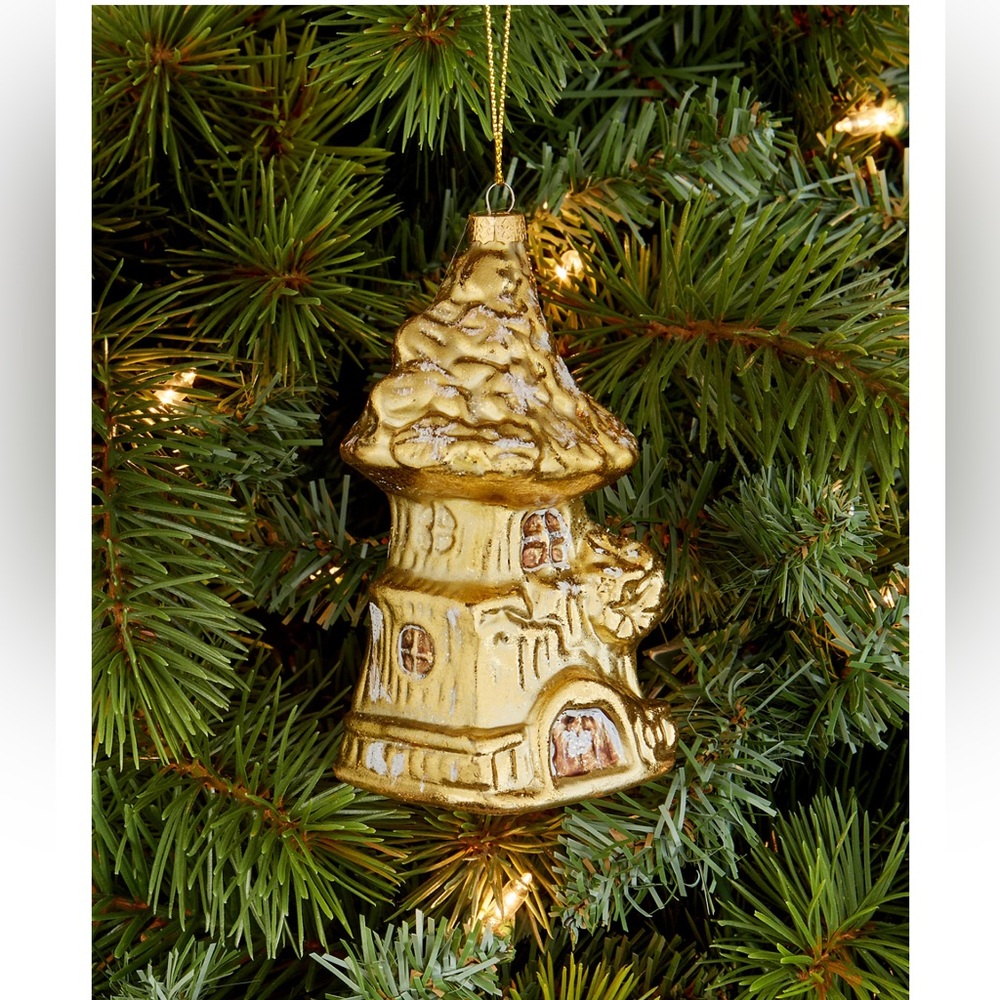 LIMITED TIME OFFER Enchanted Forest Glass Fairy House Ornament,